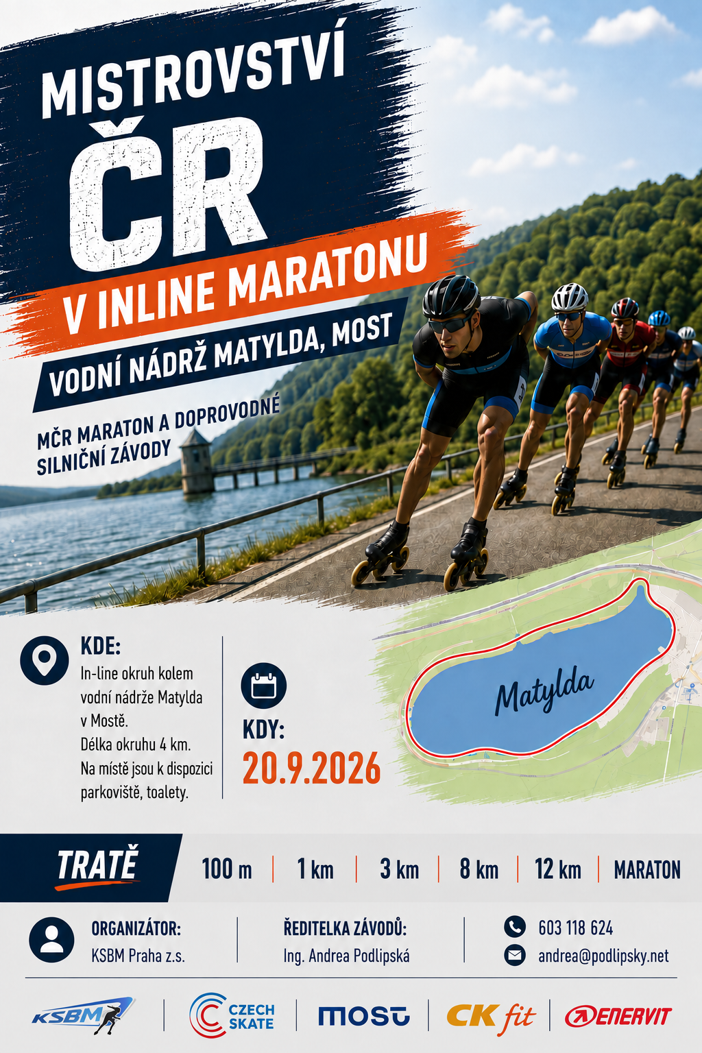 Plakát MČR v inline maratonu na Matyldě v Mostě