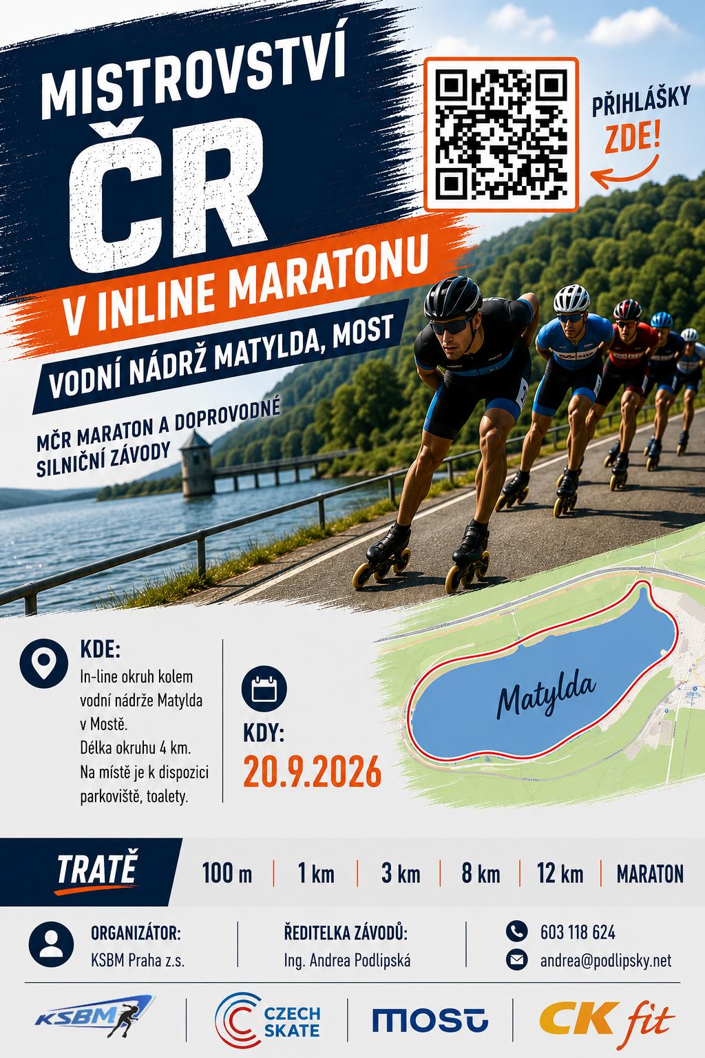 Plakát MČR v inline maratonu na Matyldě v Mostě